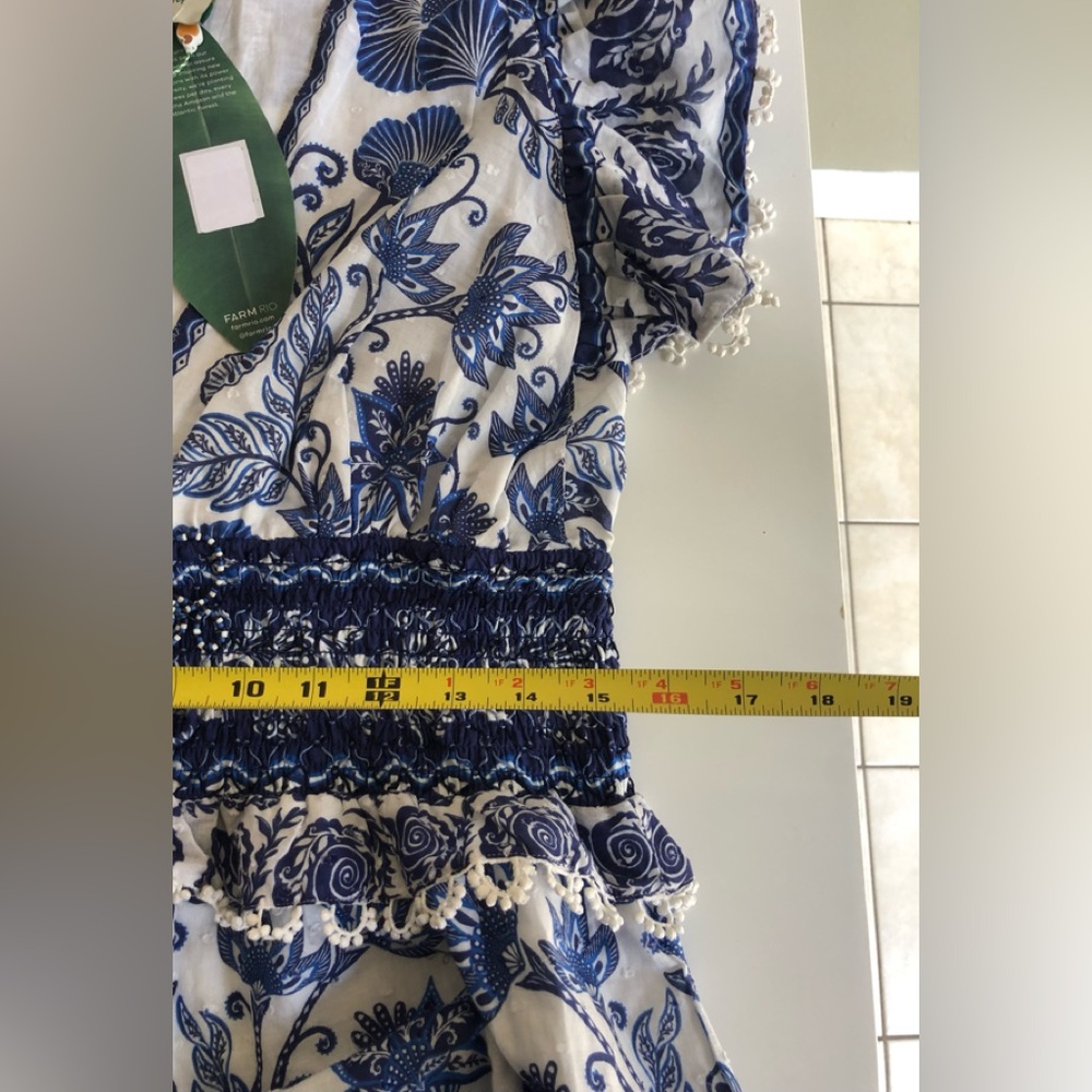 NWT! Farm Rio Shell Garden Cotton Ruffle Maxi Dress Size: L - Picture 14 of 14
